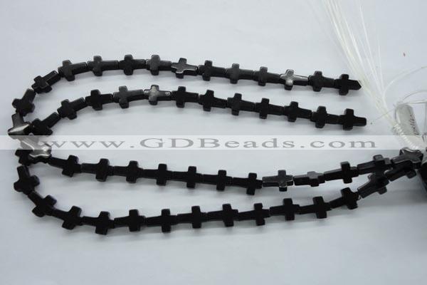 COB415 15.5 inches 10*14mm cross black obsidian beads wholesale