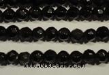 COB450 15.5 inches 4mm faceted round black obsidian beads