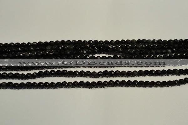 COB450 15.5 inches 4mm faceted round black obsidian beads