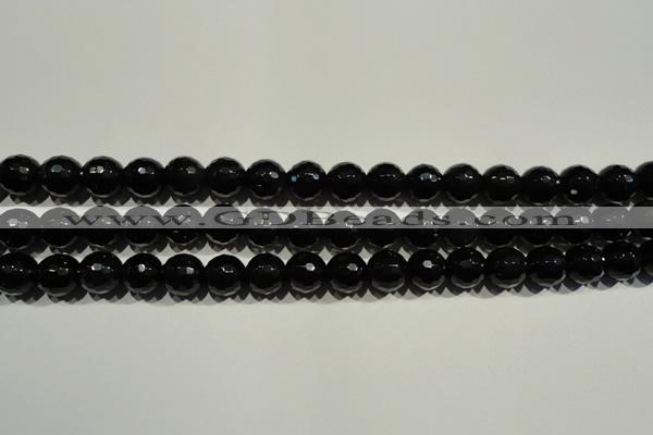 COB452 15.5 inches 8mm faceted round black obsidian beads