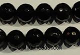 COB454 15.5 inches 12mm faceted round black obsidian beads