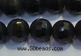 COB473 15.5 inches 6mm faceted round matte black obsidian beads