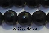 COB474 15.5 inches 8mm faceted round matte black obsidian beads