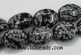 COB55 15.5 inches 12*16mm oval Chinese snowflake obsidian beads