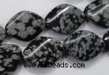 COB57 15.5 inches 15*20mm twisted oval Chinese snowflake obsidian beads