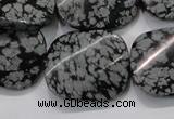 COB59 22*26mm twisted rectangle Chinese snowflake obsidian beads