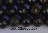 COB653 15.5 inches 10mm round gold black obsidian beads wholesale