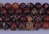 COB660 15.5 inches 4mm round red snowflake obsidian beads