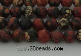 COB671 15.5 inches 6mm round matte red snowflake obsidian beads