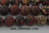 COB672 15.5 inches 8mm round matte red snowflake obsidian beads