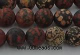 COB673 15.5 inches 10mm round matte red snowflake obsidian beads