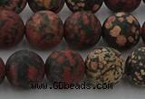 COB674 15.5 inches 12mm round matte red snowflake obsidian beads