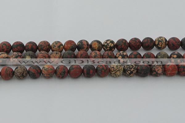 COB674 15.5 inches 12mm round matte red snowflake obsidian beads