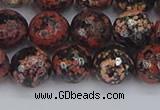 COB679 15.5 inches 10mm faceted round red snowflake obsidian beads