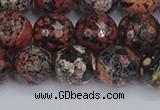 COB680 15.5 inches 12mm faceted round red snowflake obsidian beads