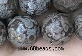 COB695 15.5 inches 14mm faceted round Chinese snowflake obsidian beads