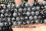 COB762 15.5 inches 12mm round snowflake obsidian beads wholesale