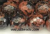 COB777 15 inches 10mm faceted round mahogany obsidian beads