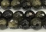 COB785 15 inches 6mm faceted round golden obsidian beads