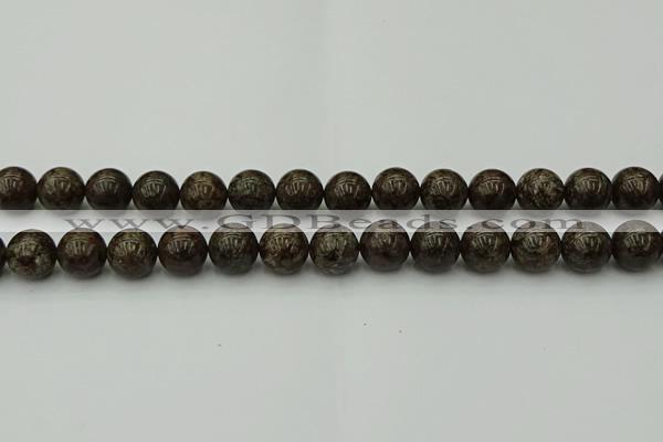 COB804 15.5 inches 12mm round red snowflake obsidian beads