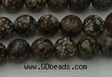 COB812 15.5 inches 8mm faceted round red snowflake obsidian beads