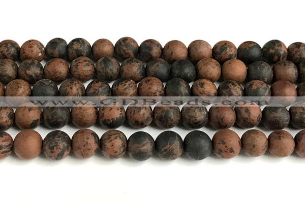 COB823 15 inches 10mm round matte mahogany obsidian beads