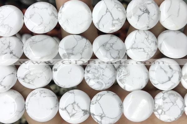 COIN112 15 inches 16mm coin white howlite beads