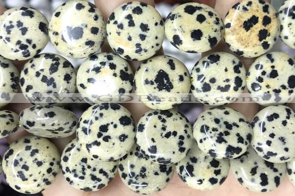 COIN117 15 inches 16mm coin dalmatian jasper beads