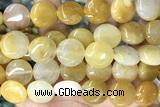 COIN119 15 inches 16mm coin yellow jade beads