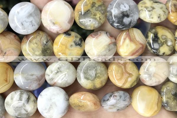 COIN120 15 inches 16mm coin yellow crazy lace agate beads