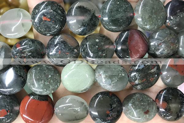 COIN125 15 inches 16mm coin blood jasper beads