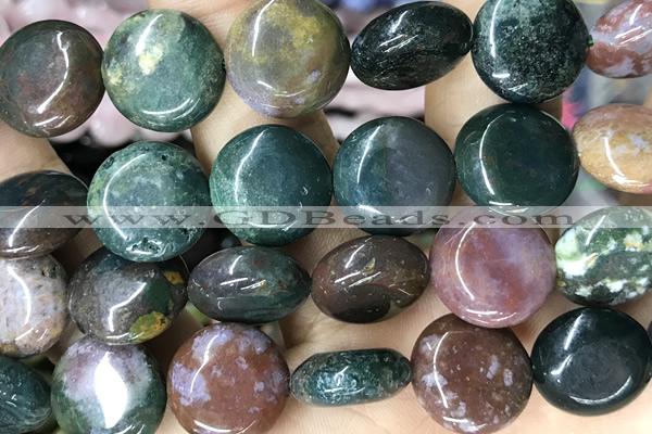 COIN133 15 inches 16mm coin bloodstone jasper beads