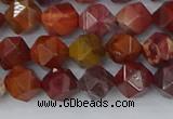 COJ1001 15.5 inches 6mm faceted nuggets red porcelain jasper beads