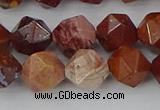 COJ1003 15.5 inches 10mm faceted nuggets red porcelain jasper beads