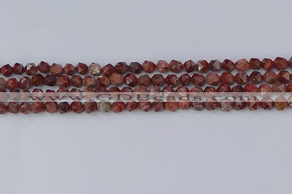 COJ1006 15.5 inches 6mm faceted nuggets pomegranate jasper beads