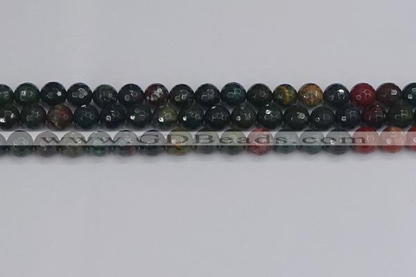 COJ312 15.5 inches 8mm faceted round Indian bloodstone beads