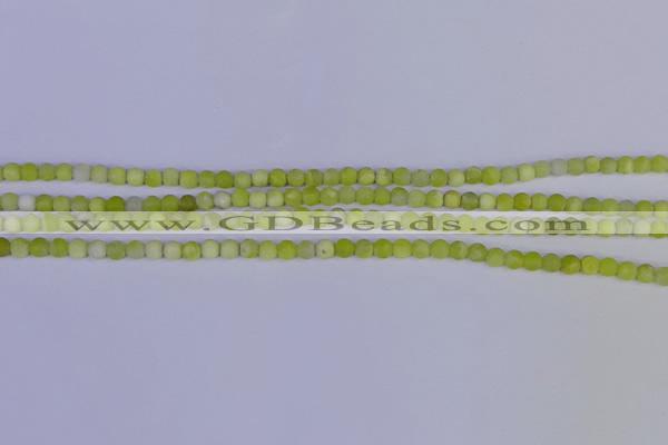 COJ400 15.5 inches 4mm round matte olive jade beads wholesale