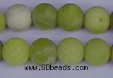 COJ404 15.5 inches 12mm round matte olive jade beads wholesale