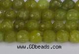 COJ409 15.5 inches 6mm faceted round olive jade beads