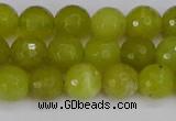 COJ410 15.5 inches 8mm faceted round olive jade beads