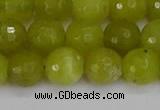 COJ411 15.5 inches 10mm faceted round olive jade beads