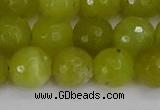 COJ412 15.5 inches 12mm faceted round olive jade beads