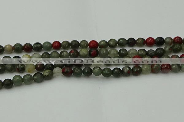 COJ462 15.5 inches 8mm faceted round blood jasper beads wholesale