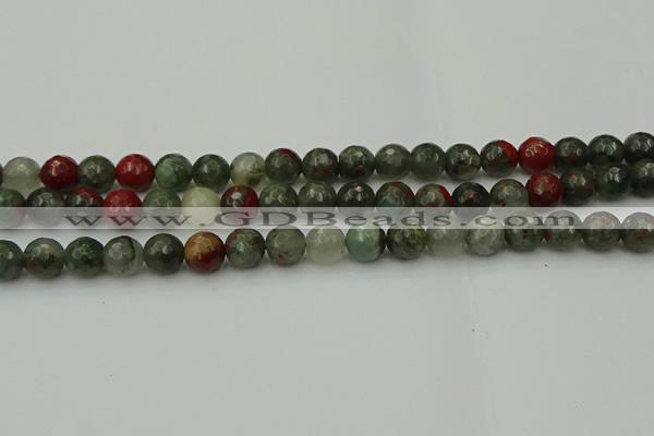 COJ463 15.5 inches 10mm faceted round blood jasper beads wholesale