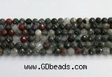 COJ485 15.5 inches 8mm faceted round blood jasper beads wholesale