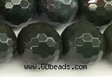 COJ503 15 inches 12mm faceted round Indian bloodstone jasper beads