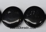 CON47 15.5 inches 25mm flat round black onyx gemstone beads