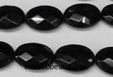 CON66 15.5 inches 15*20mm faceted oval black onyx gemstone beads