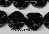 CON95 15.5 inches 19mm wavy coin black onyx gemstone beads