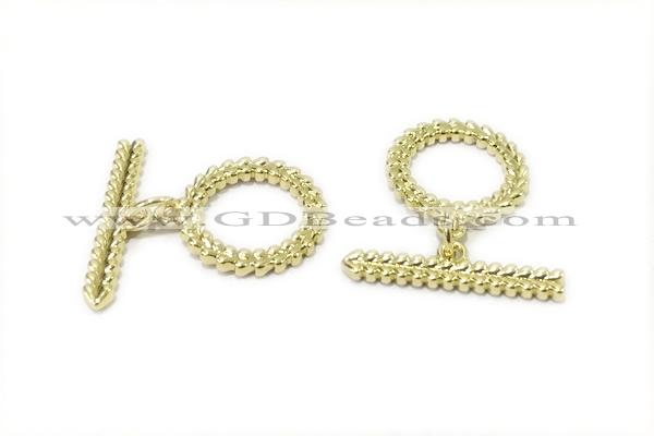 CONN09 3*21mm, 15-16mm copper toggle clasp gold plated